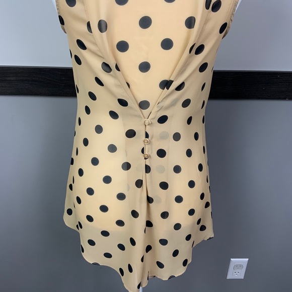 SANS SOUCI sheer polka dot tank top buttons hi-low - Picture 5 of 13